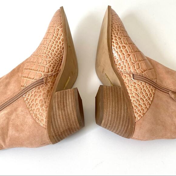 Louise Et Cie Vada Demure Tan/Pink/Nude Suede Leather Ankle Boots size 8.5 - Picture 8 of 12